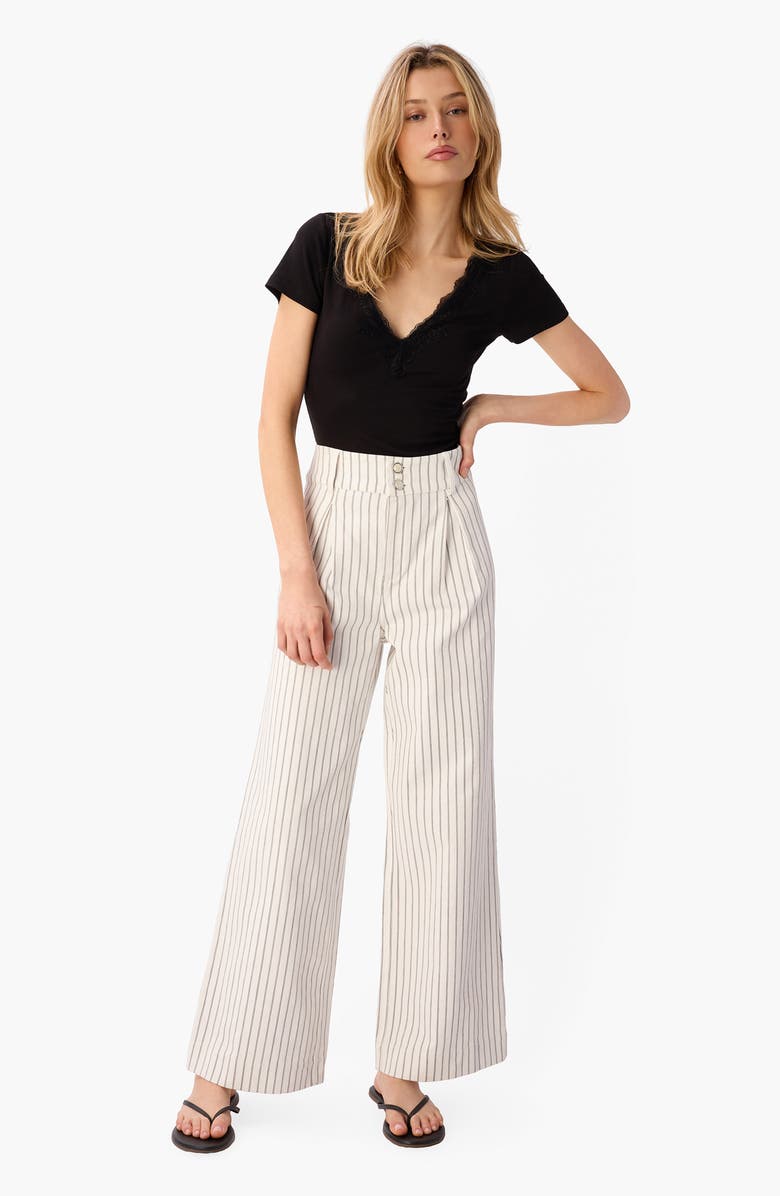 CAMI NYC Sana Lace Trim Rib T-Shirt, Alternate, color, Black