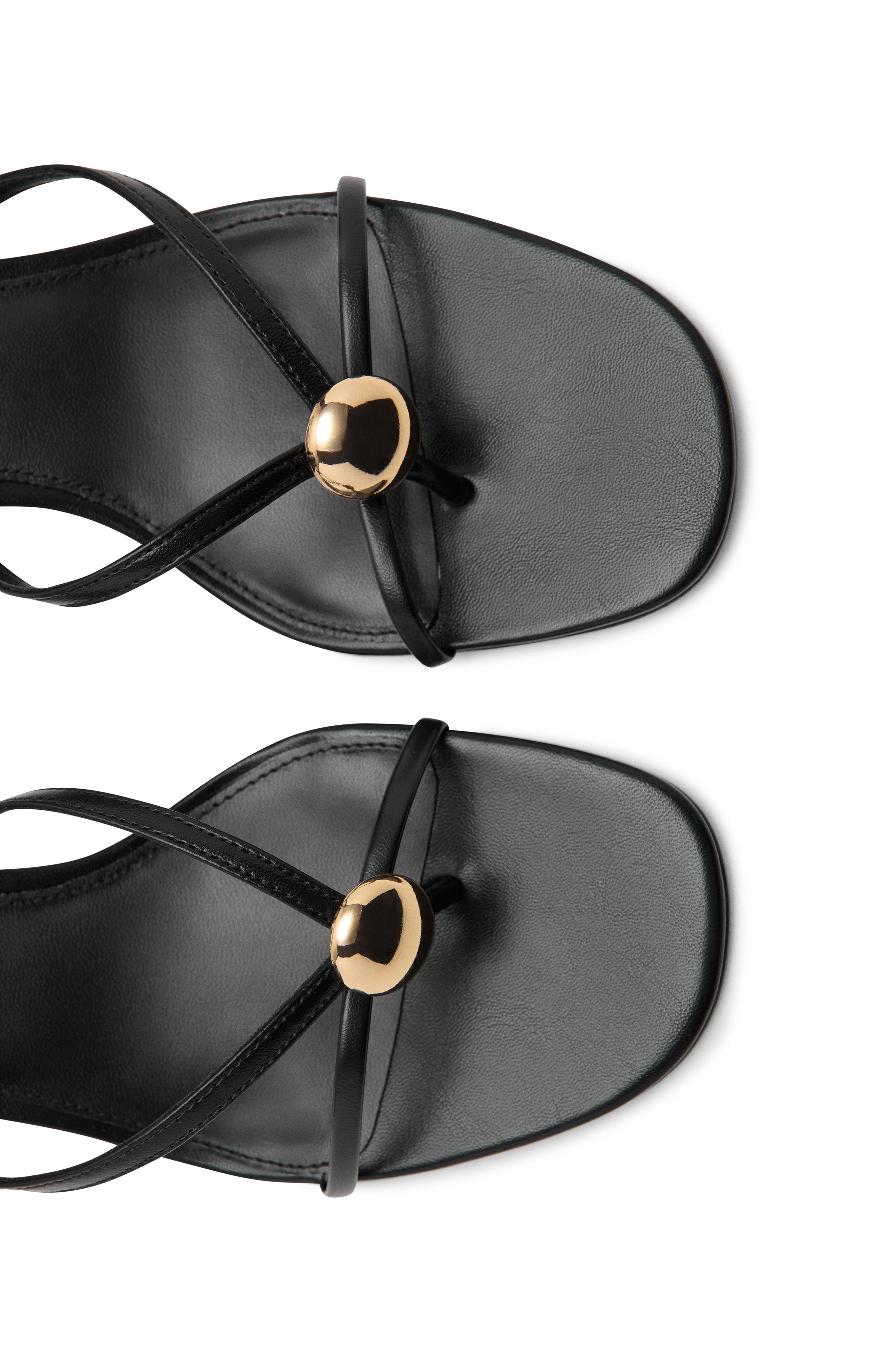 Metallic Bead Strappy Sandal, Alternate, color, BLACK