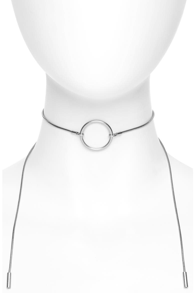 Adjustable Ring Choker Necklace, Main, color, LIGHT SILVER OX