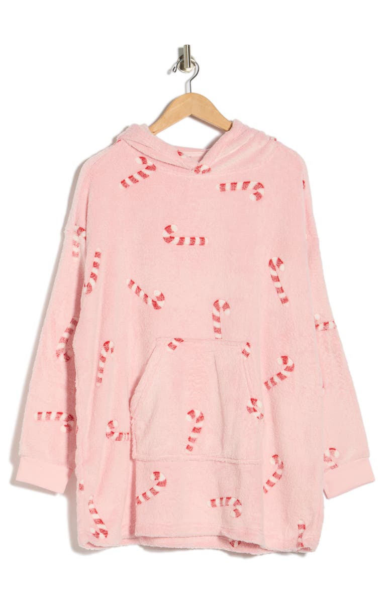 JACLYN Oversize Plush Fleece Hoodie, Alternate, color, Chubby Candy Canes Fairytale