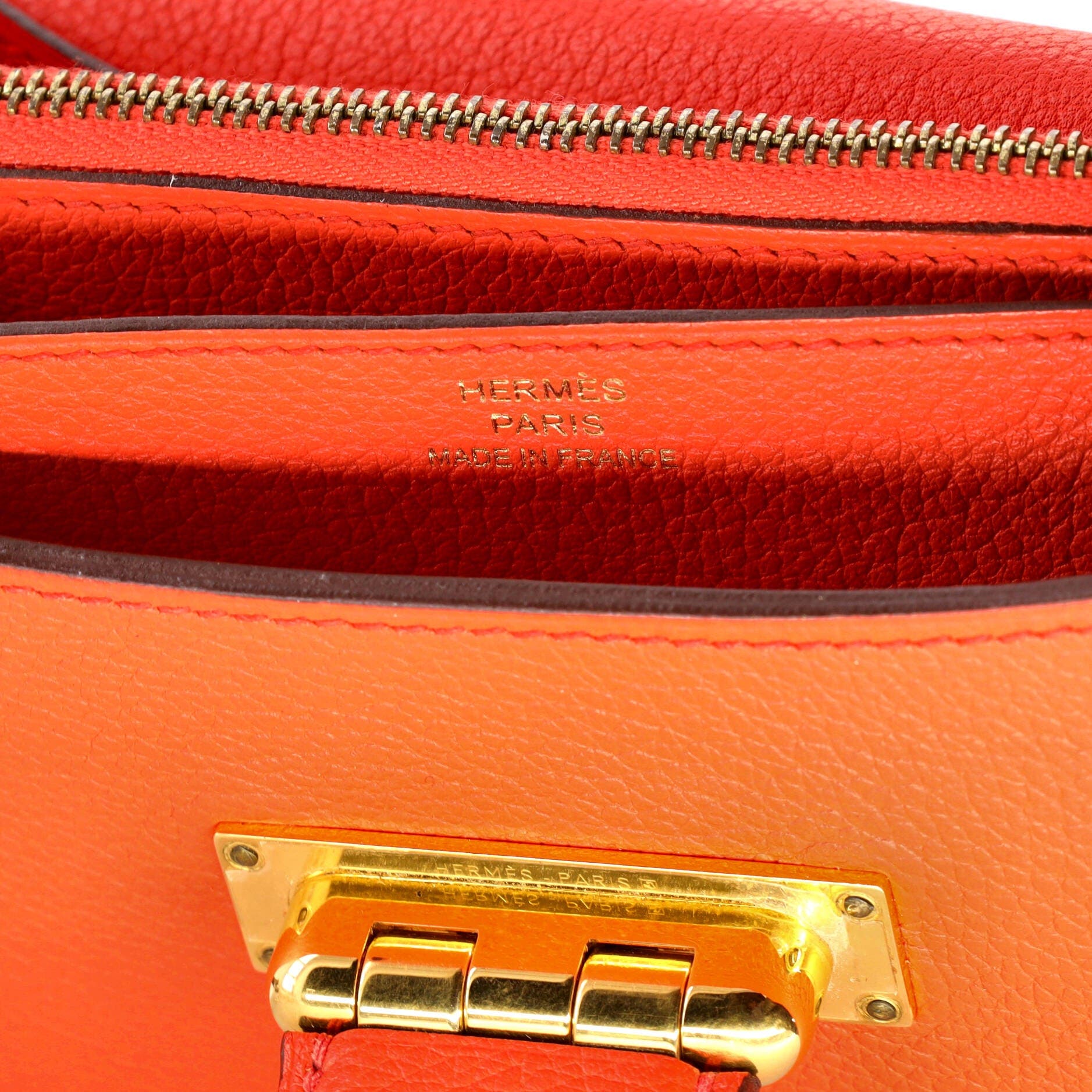 Pre-Owned Hermes Convoyeur Crossbody Bag Evercolor Mini, Alternate, color, Orange Poppy