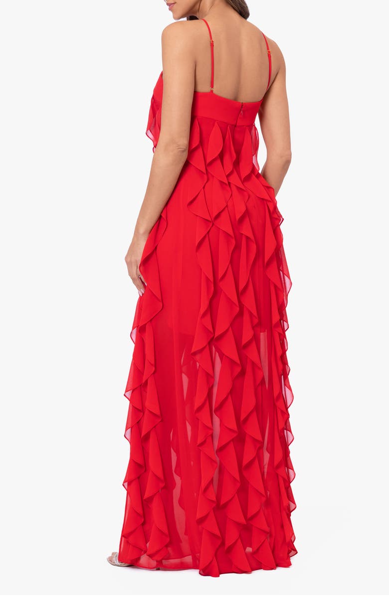 Xscape Evenings Corkscrew Ruffle Chiffon Gown, Alternate, color,