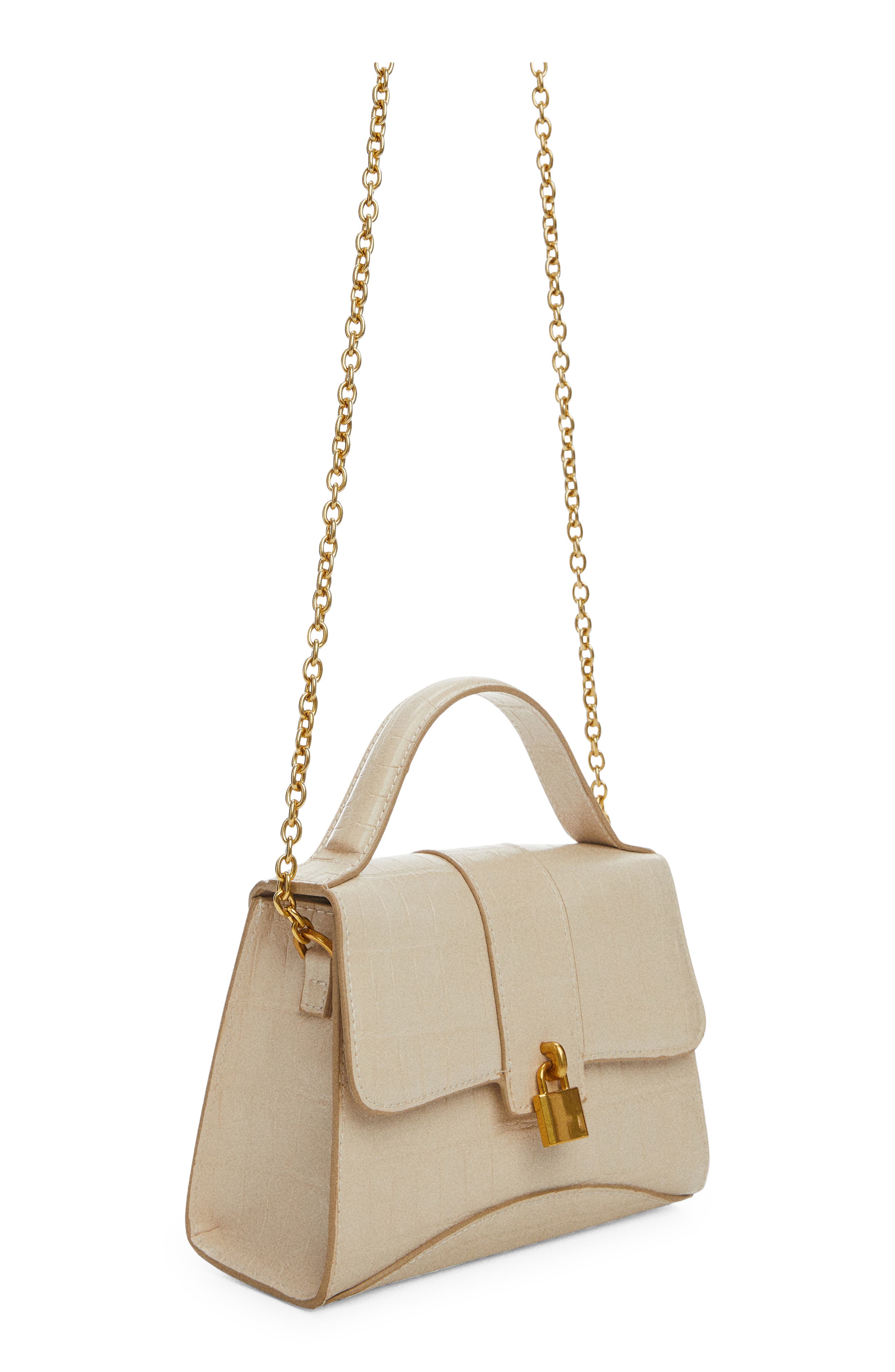 MANGO Padlock Croc Embossed Envelope Top Handle Bag, Alternate, color, 