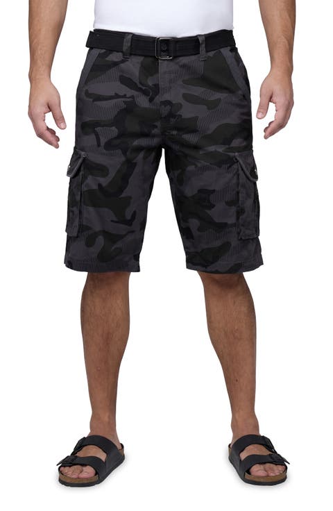 Belted Cotton Twill Cargo Shorts