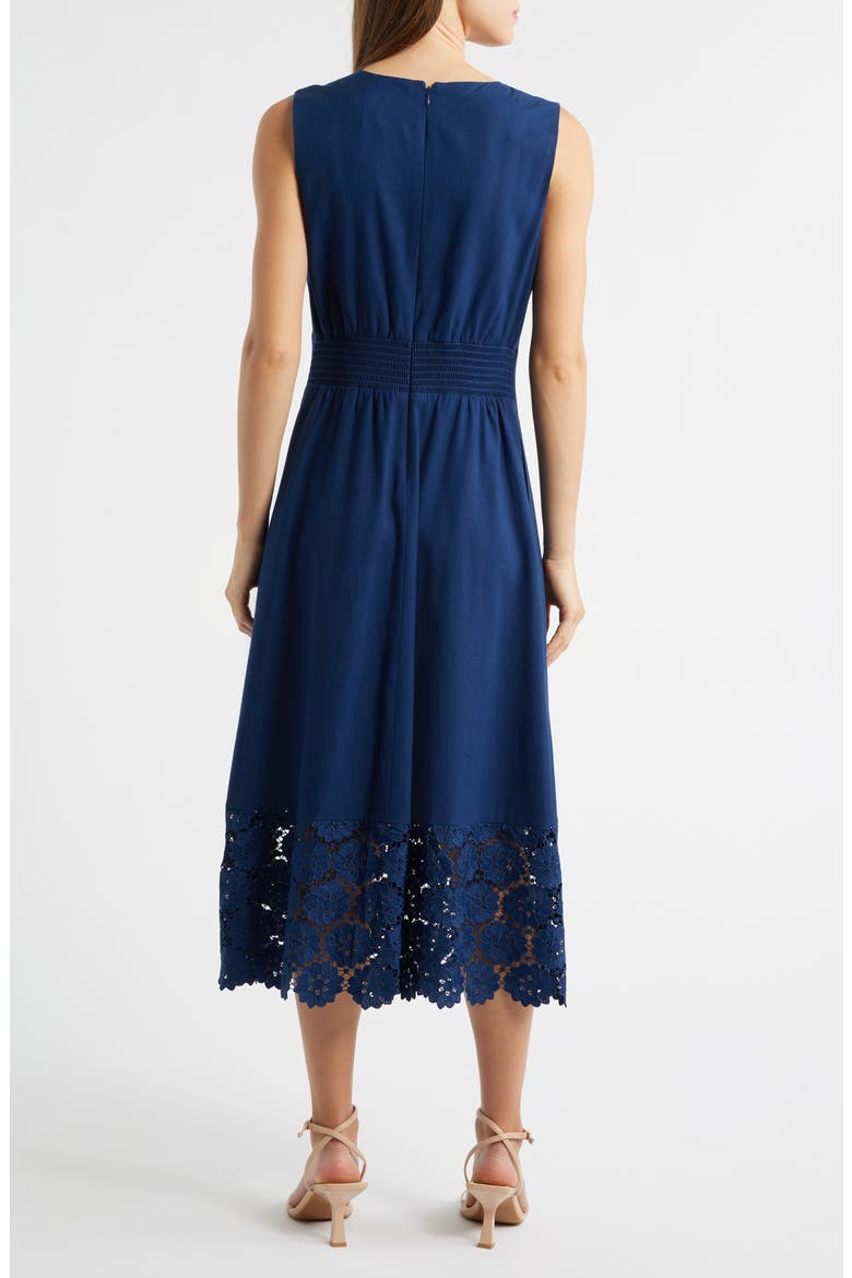 Pintuck & Lace Detail Sleeveless Dress, Alternate, color, NAVY