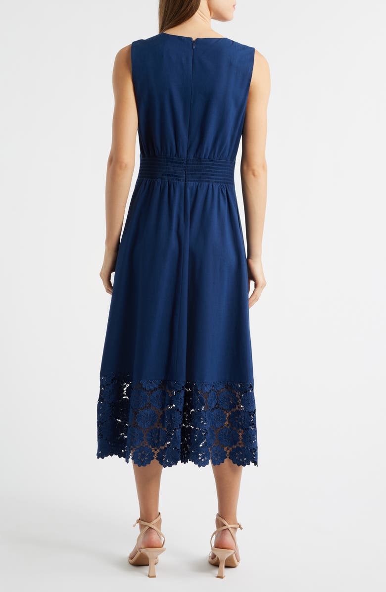 Sam Edelman Pintuck & Lace Detail Sleeveless Dress, Alternate, color, Navy