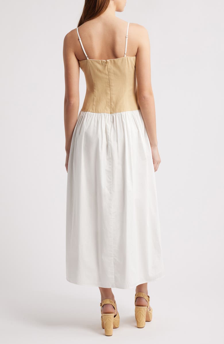 MOON RIVER Colorblock Cotton Midi Dress, Alternate, color, Ivory