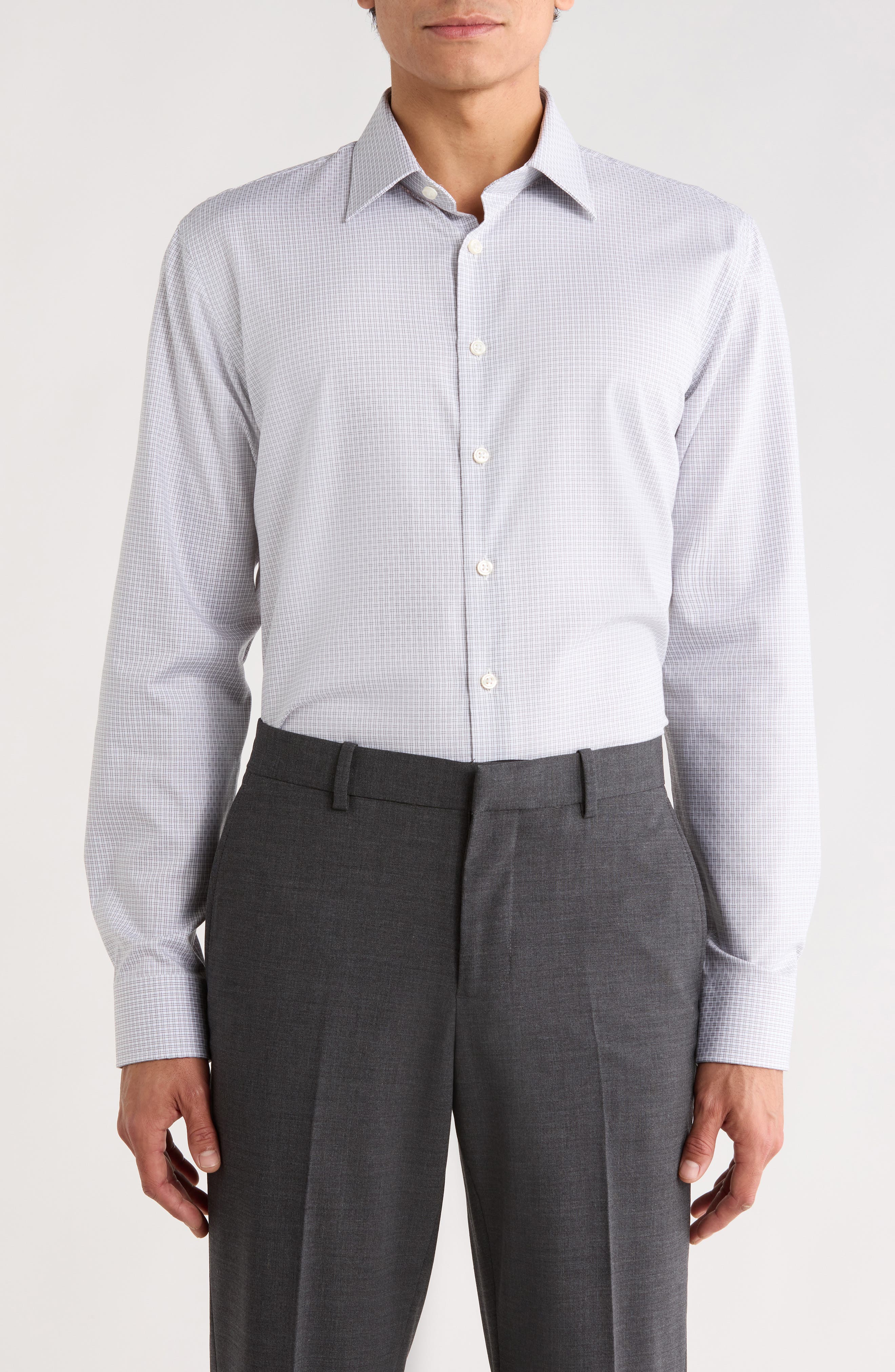 Nordstrom Trim Fit Jocko Check Premium Non Iron Cotton Dress Shirt