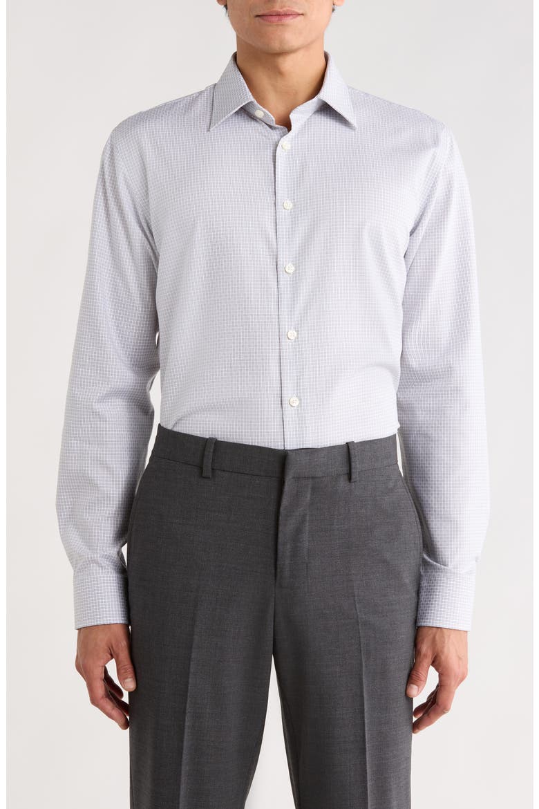 Trim Fit Jocko Check Premium Non Iron Cotton Dress Shirt, Main, color, GREY JOCKO PAT