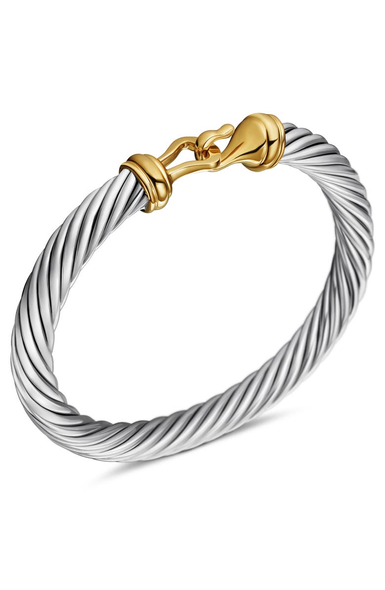 David Yurman Buckle Classic Cable Bracelet in Sterling Silver with 18K Yellow Gold, Alternate, color,