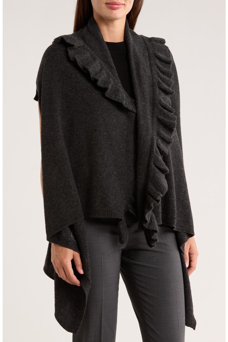 Wool & Cashmere Ruffle Vest, Main, color, CHARCOAL GREY