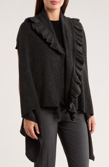 La Fiorentina Wool & Cashmere Ruffle Vest In Gray