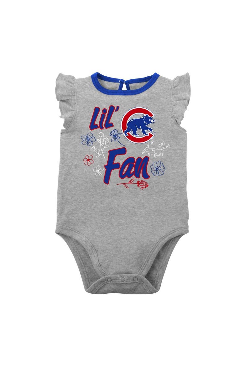 Outerstuff Girls Newborn & Infant Royal/Heather Gray Chicago Cubs Little Fan Two-Pack Bodysuit Set, Alternate, color, Royal