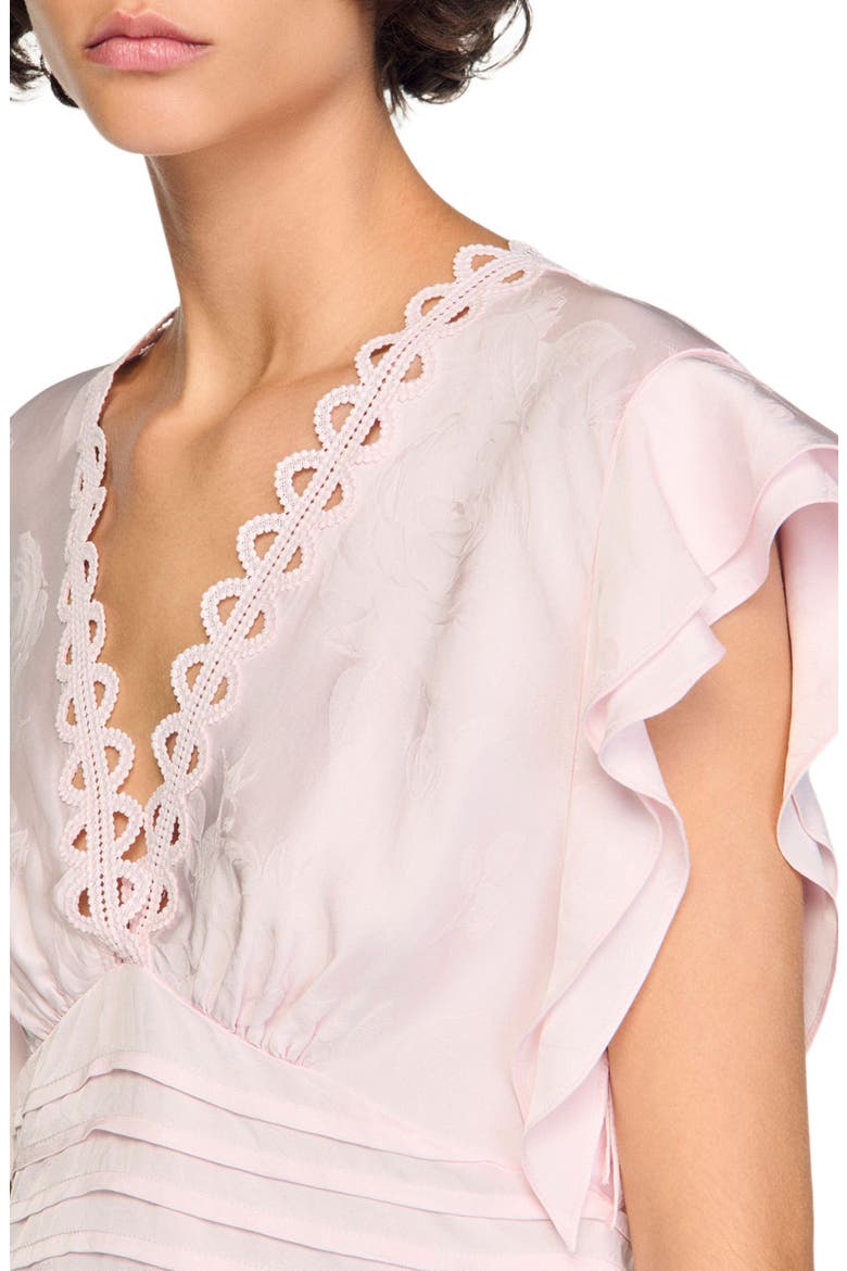 Floral jacquard crop top, Alternate, color, Pink