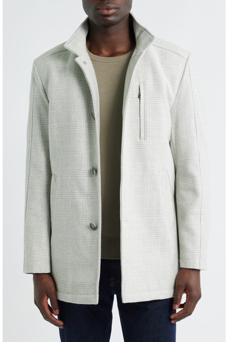 Upton Check Bib Insert Wool Blend Car Coat, Alternate, color, OYSTER PLAID