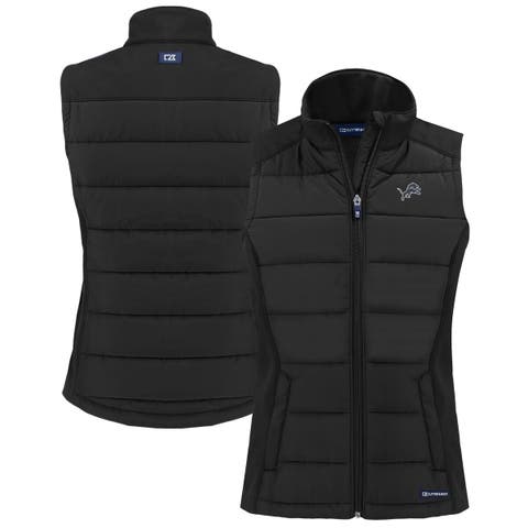 Women's Cutter & Buck Black Detroit Lions Evoke Hybrid Eco Softshell Recycled Full-Zip Vest