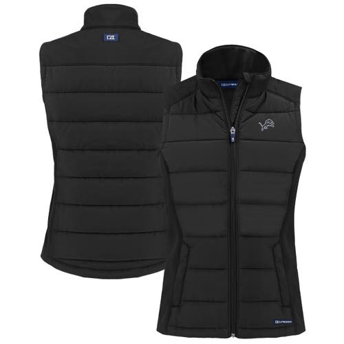 Cutter & Buck Black Detroit Lions Evoke Hybrid Eco Softshell Recycled Full-zip Vest