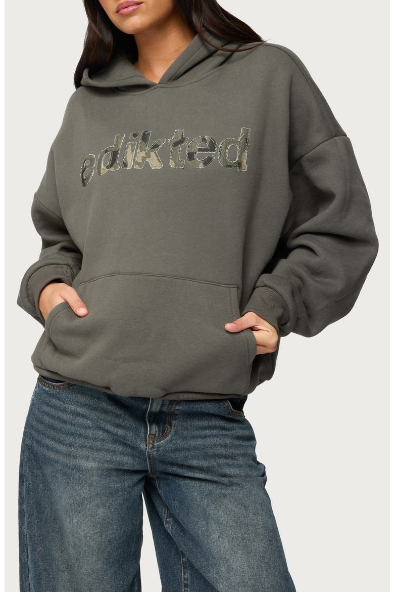 Camo Cutie Oversize Hoodie, Main, color, OLIVE