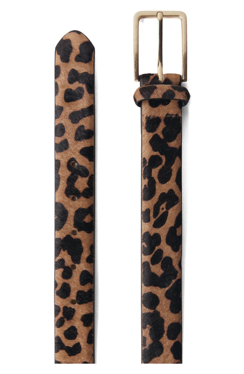 MANGO Leopard Print Genuine Calf Hair Belt, Alternate, color, 