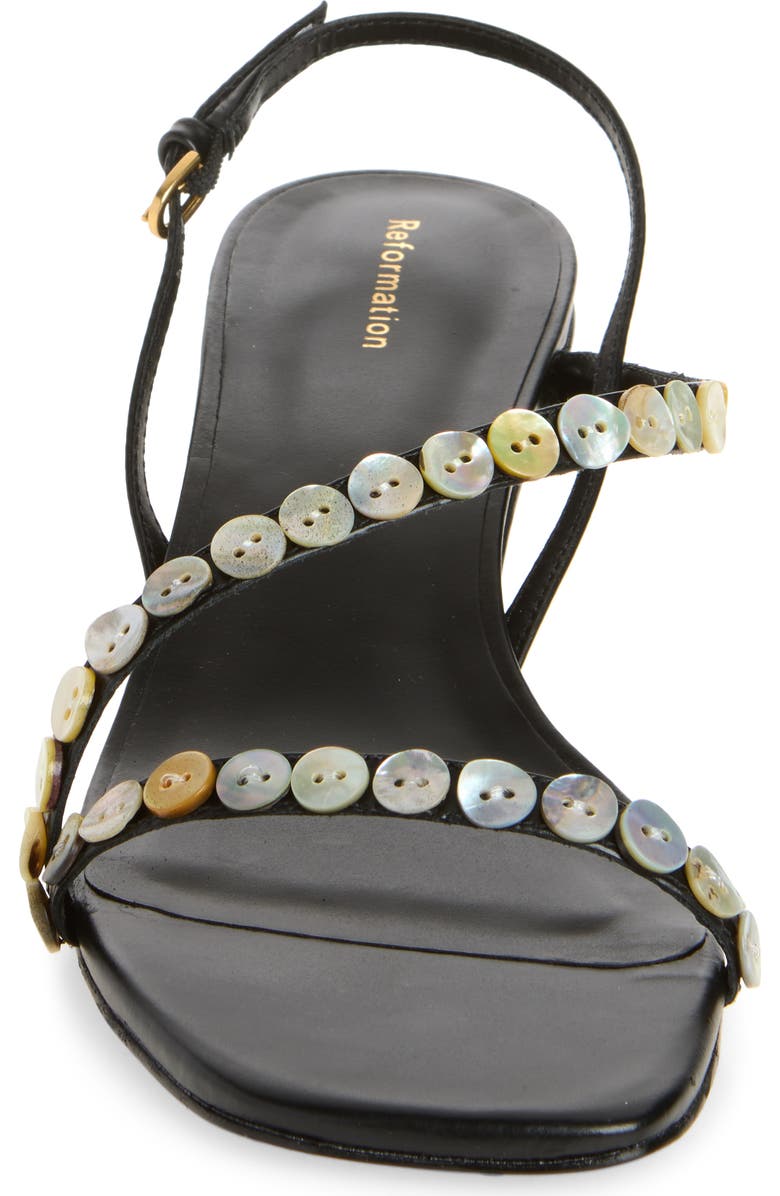 Reformation Shoshana Sandal, Alternate, color, Black Leather Shell Buttons