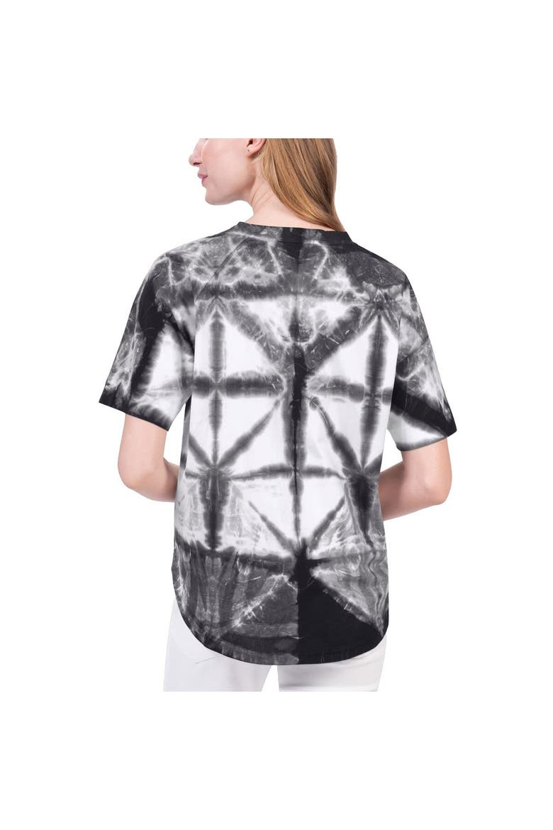 Women's G-III 4Her by Carl Banks Black Brooklyn Nets Tournament Raglan Oversized Tie-Dye V-Neck T-Shirt, Alternate, color, Black