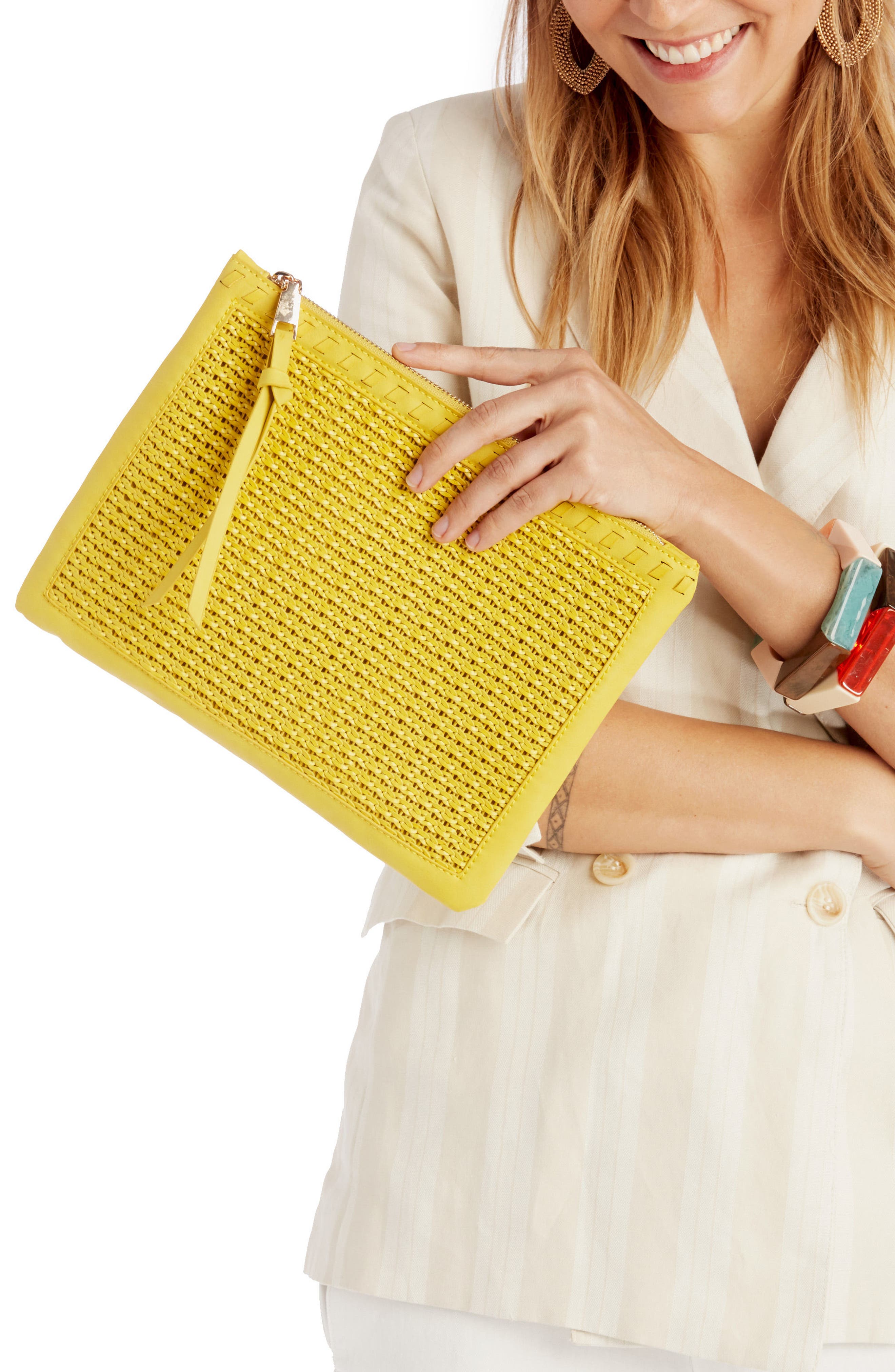 Market Wristlet Clutch, Alternate, color, CHARTREUSE