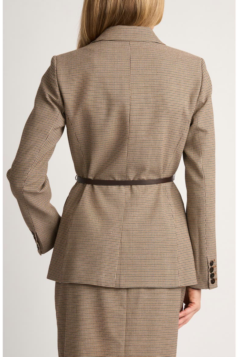 Belted Houndstooth Blazer, Alternate, color, TOBACCO BROWN