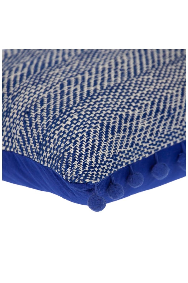 Pom Pom Trim Square Accent Pillow, Alternate, color, BLUE