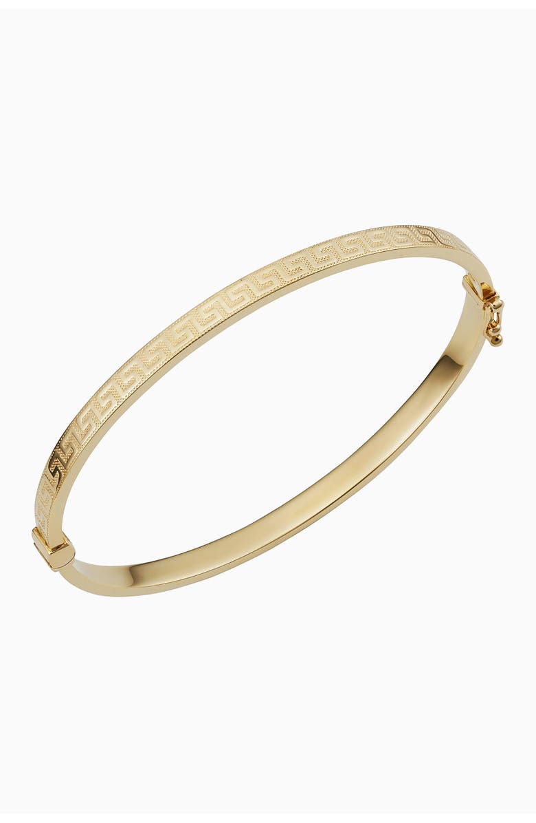 Oradina 14K Yellow Gold Greek Key Bangle, Main, color, 
