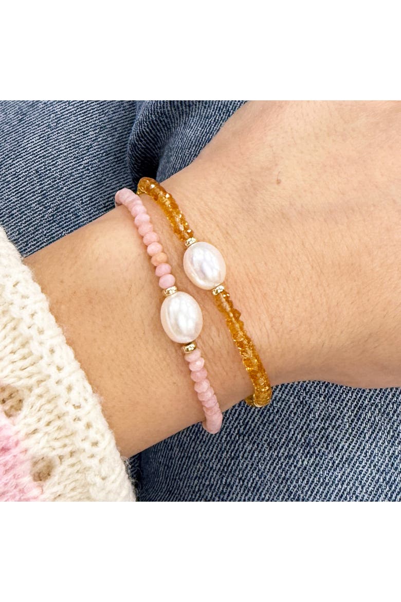 Citrine Bead Pearl Bracelet, Alternate, color, Citrine