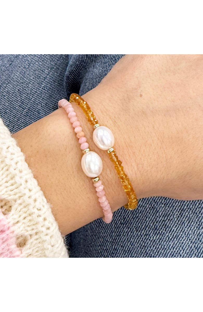 The Lovery Fine Jewelry Pink Opal Bead Pearl Bracelet, Alternate, color, Pink Opal