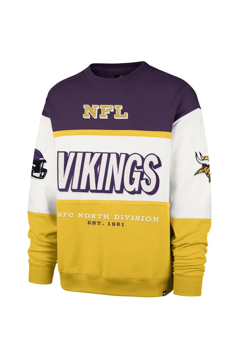 Men's '47 Purple/Gold Minnesota Vikings Breeze Maximalist Sweatshirt, Alternate, color, Purple