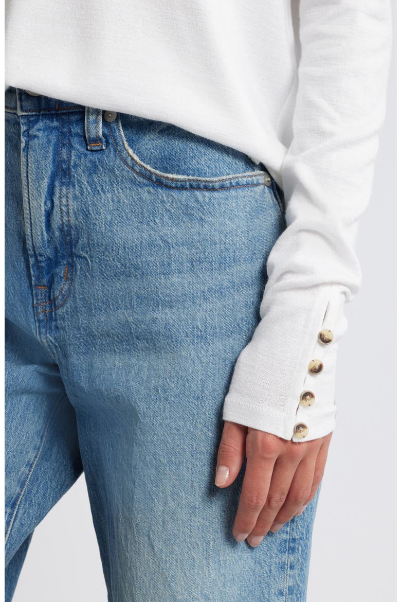 Boxy Button & Loop Turtleneck, Alternate, color, WHITE