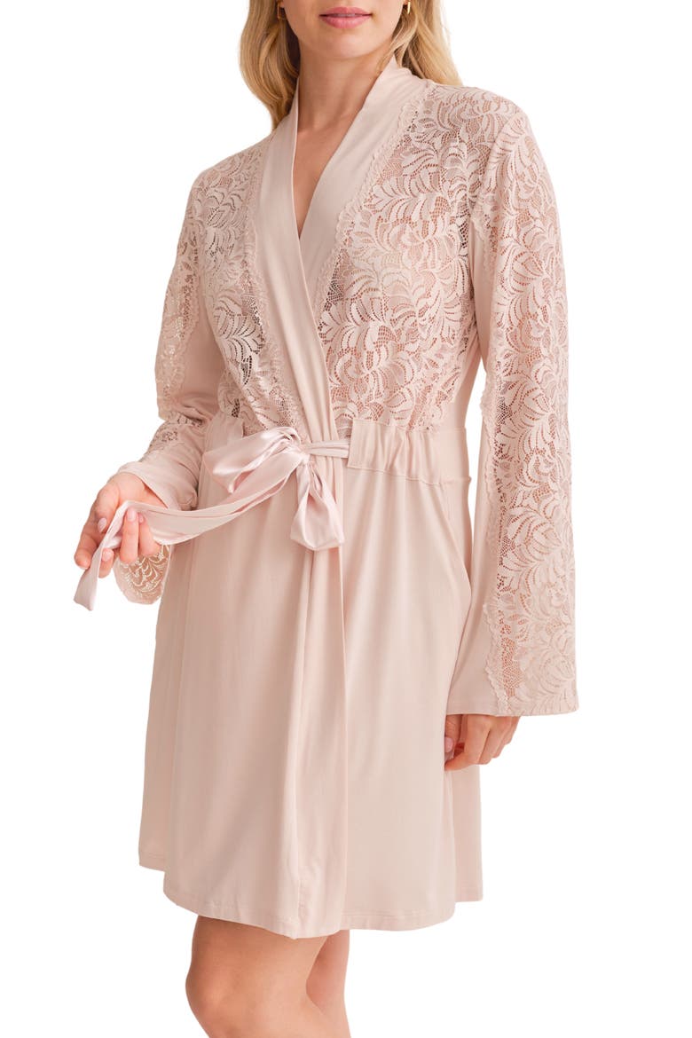 Purely Yours Lace Trim Robe, Main, color, CHAMPAGNE