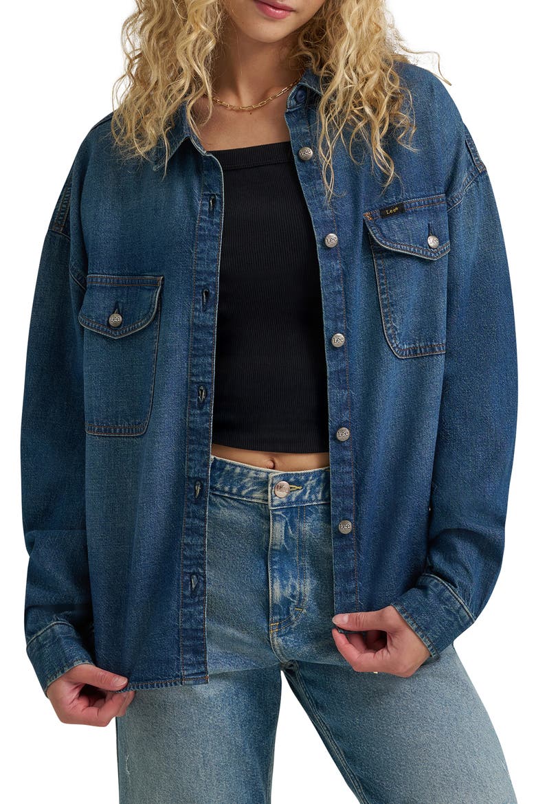 Swing Back Denim Shirt, Main, color, NIGHT ADVENTURE