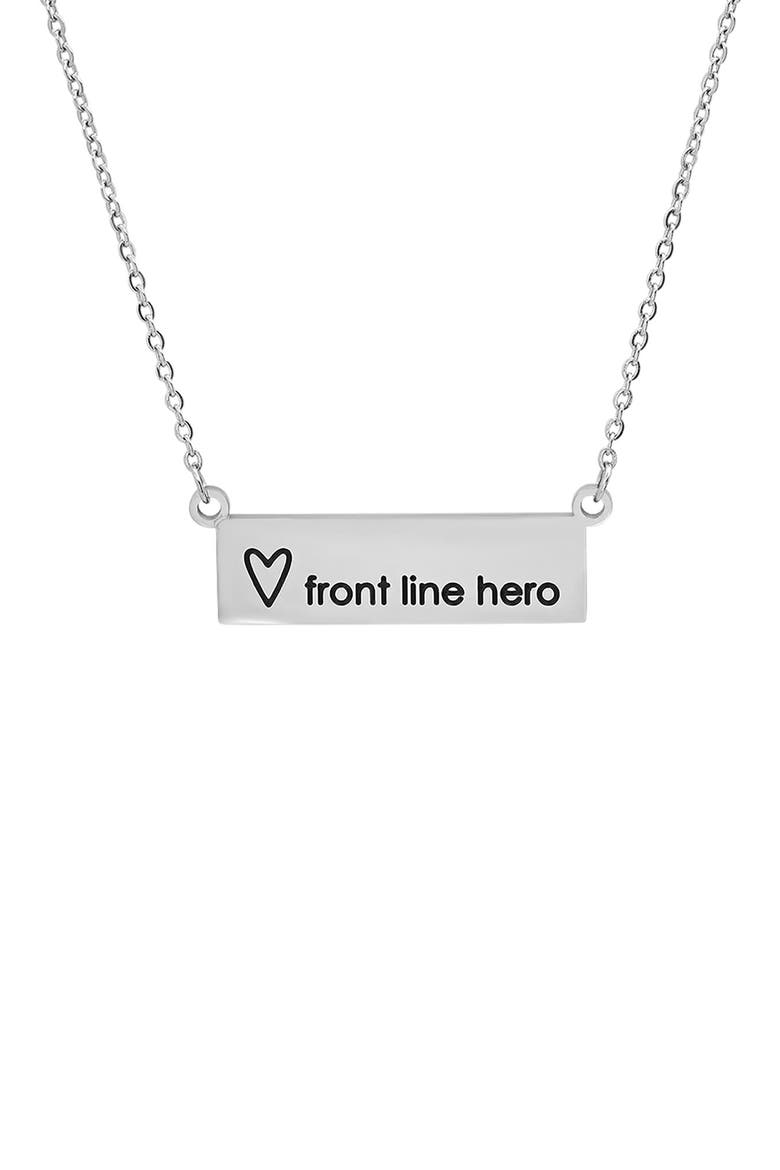 Front Line Hero Stainless Steel ID Pendant Necklace, Main, color, METALLIC