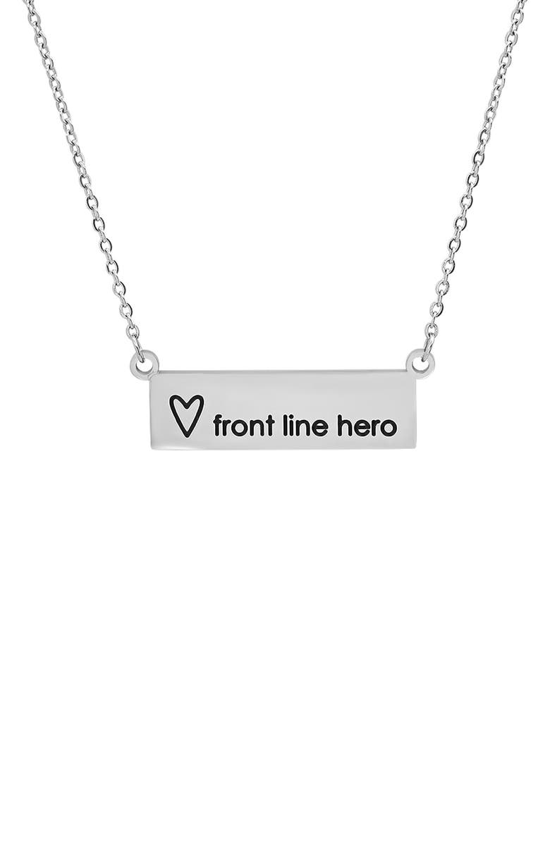 HMY JEWELRY Front Line Hero Stainless Steel ID Pendant Necklace, Main, color, Metallic