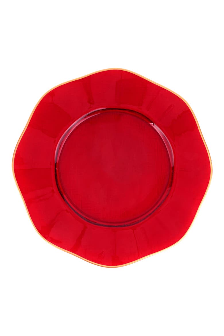 Holiday Glass Service Plate, Main, color, RED