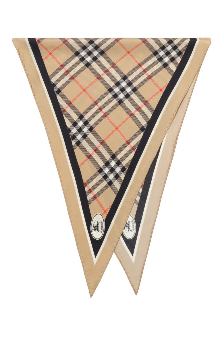 Check Knight Stamp Silk Scarf, Alternate, color, SAND