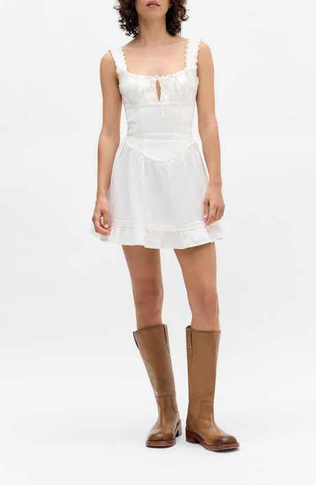 BDG Urban Outfitters Gabriette Lace Detail Stretch Cotton Minidress