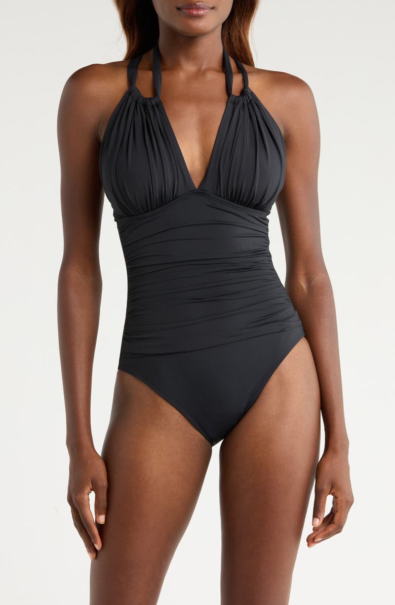 La Blanca Island Goddess Convertible High Neck One-Piece Swimsuit, Main, color, Black