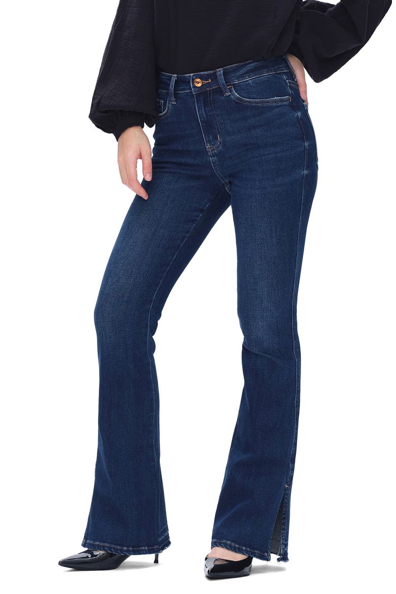 Split Hem Mid Rise Flare Jeans, Alternate, color, DARK BLUE