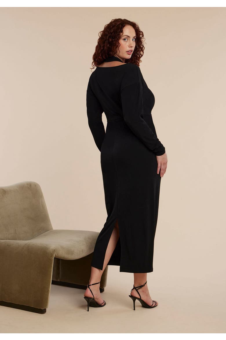 Maxi Dress With Halter Layer, Alternate, color, BLACK ONYX