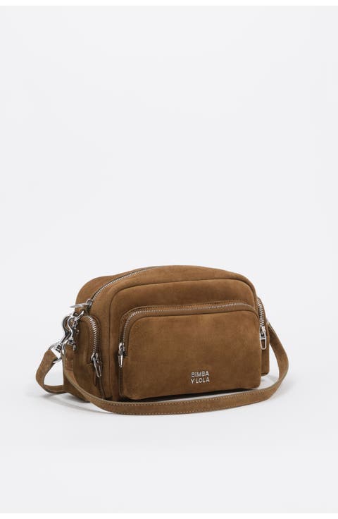 Large Suede Pocket Crossbody Bag