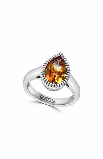 Sterling Silver Pear Cut Citrine Ring