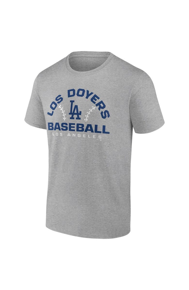 FANATICS Men's Fanatics Branded Heathered Gray Los Angeles Dodgers Iconic Go for Two T-Shirt, Alternate, color, Gray