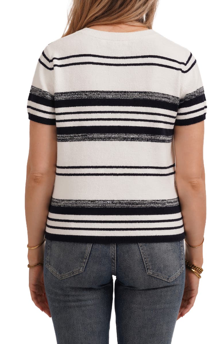 CYRUS Striped Short Sleeve Sweater, Alternate, color, Bone/ Eclipse