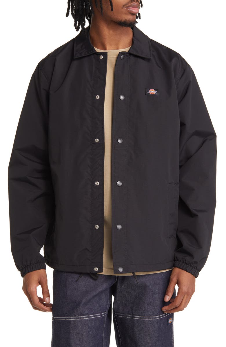 Dickies Oakport Snap-Up Coach's Jacket, Main, color, Black