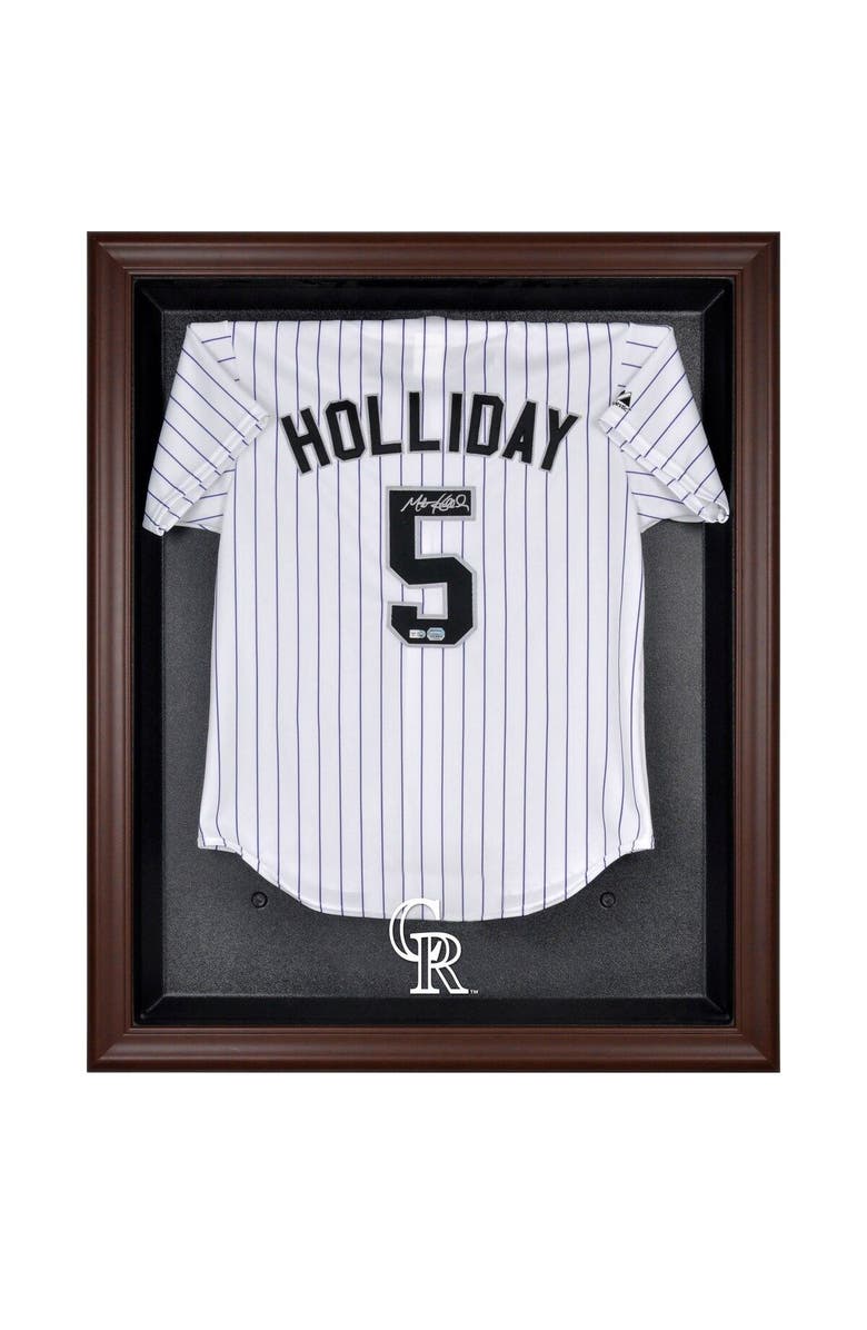 FANATICS AUTHENTIC Colorado Rockies (2017 - Present) Brown Framed Logo Jersey Display Case, Main, color, 
