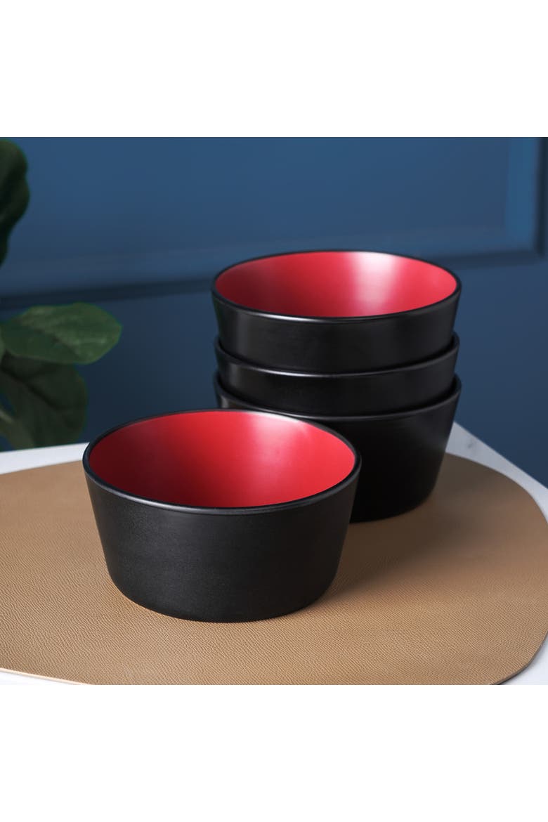 Albie Stoneware 16-Piece Dinnerware Set, Alternate, color, Red and Black